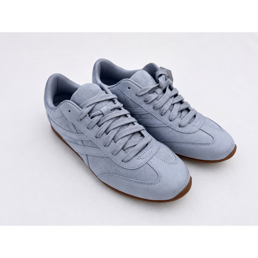 Faux Suede Low Top Sneakers – Light Blue Gum Sole Comfort Shoes Time and Tru